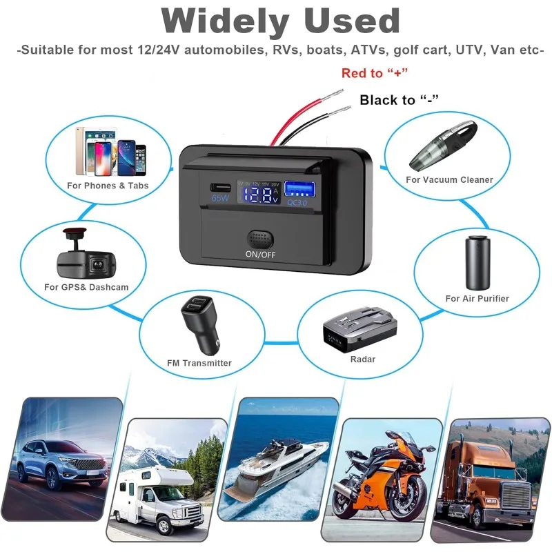 Compact Car Charger with Multi-Port Output, Space-Saving Mini Design for Vehicle Modification, Universal 12V/24V