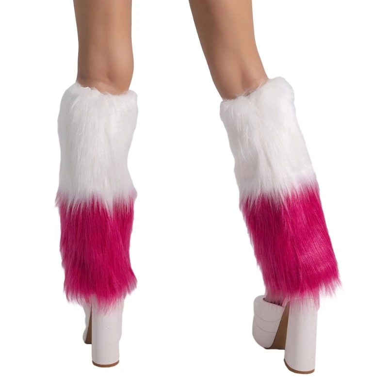 Women Furs Leg Warmer Winter Furry Long Boot Cuffs Fuzzy Shoe Cover Party Costume for Holiday Festival Performances Play