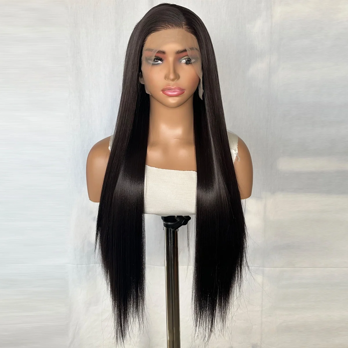 Braune schwarze Perücke für Frauen, 13 x 4 HD-Perücken, Spitze-Frontal, 66 cm langes Haar, synthetische Perücken, Cosplay, verschiedene Verwendung, gerade Spitzenperücken, Perücken