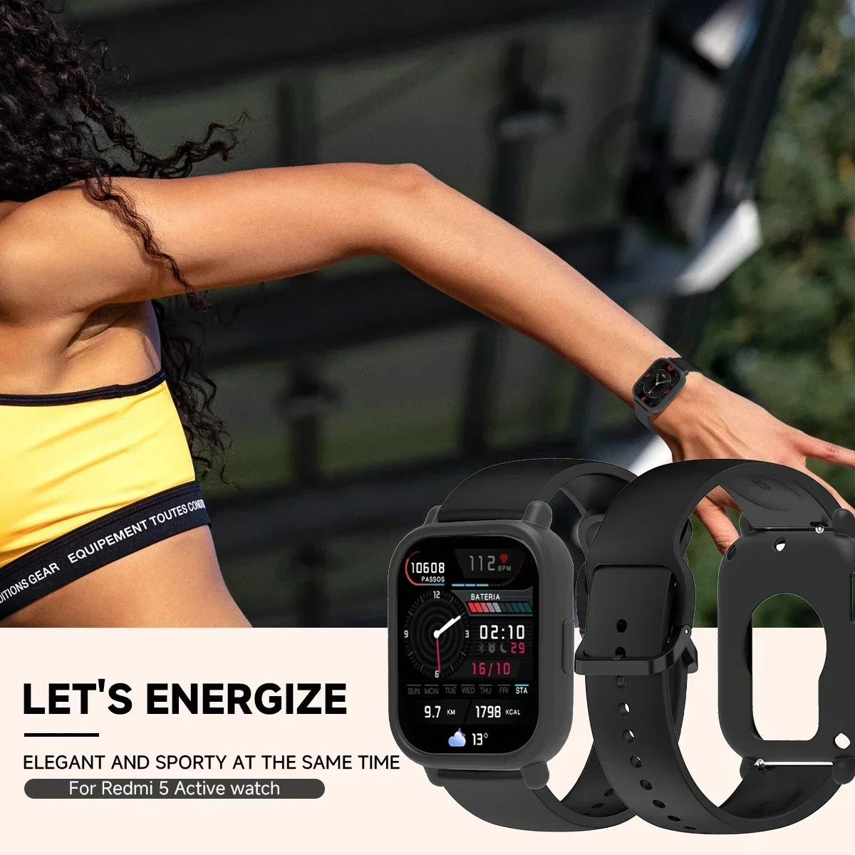 Custodia in silicone + cinturino per Redmi Watch 5 Lite / 5 Bracciale di ricambio attivo Cintura Custodia protettiva per cinturino intelligente