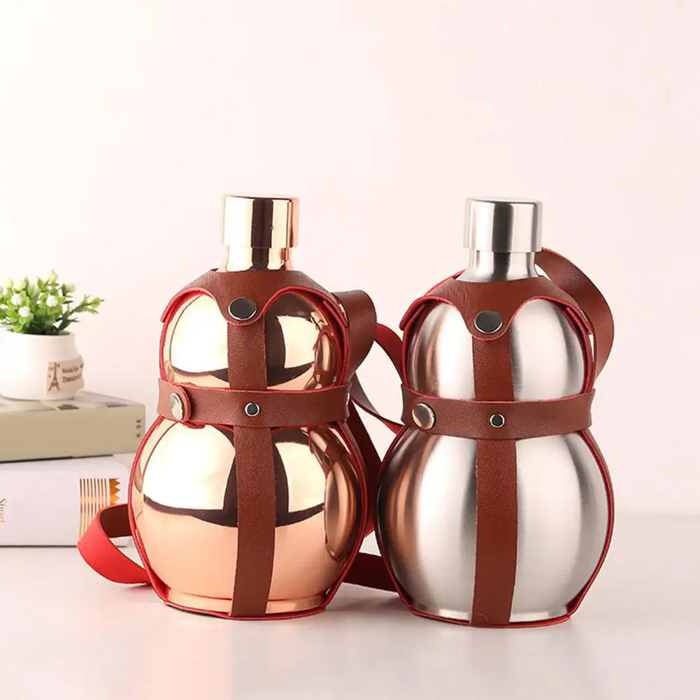 Stainless Steel Hip Flask Portable Gourd Shape Flagon Outdoor Wine Bottle Whiskey Vodka Wine Pot Alcohol Drinkware Flask