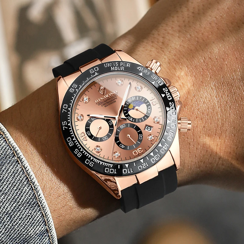 BINBOND Chronograph Men's Watch Quartz Watches For Men Luxury Luminous Waterproof Reloj Hombre Montres Hommes Festina +Box
