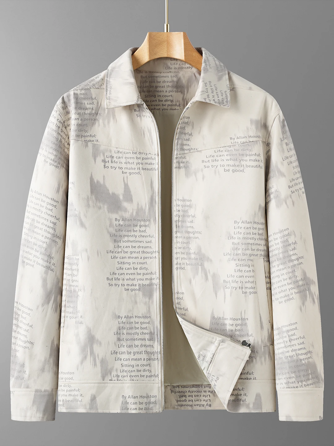 

Spring Autumn plus Size Men's Casual Jaet Loose Fit Faionable Printed Polyester Fiber Long Sve Zipper Closure Coat