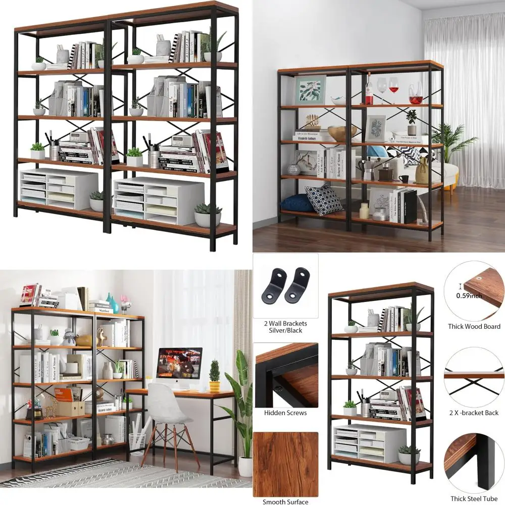 5-Shelf Metal Bookc…