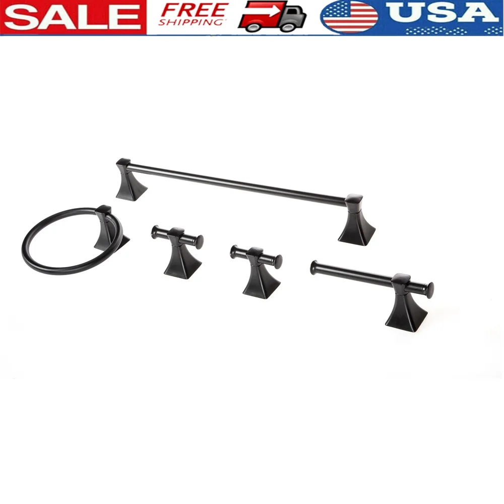 

Стальное настенное крепление, 5 шт., набор фурнитуры для ванной, держатель для полотенец, крючки, кольцо для туалетной бумаги, устойчивые к ржавчине аксессуары для ванной комнаты