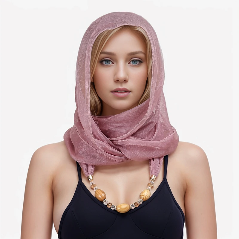 RUNMEIFA Solid color Jewelry Statement Necklace Pendant Scarf Women Bohemia Neckerchief  Foulard Femme Accessories Hijab Stores