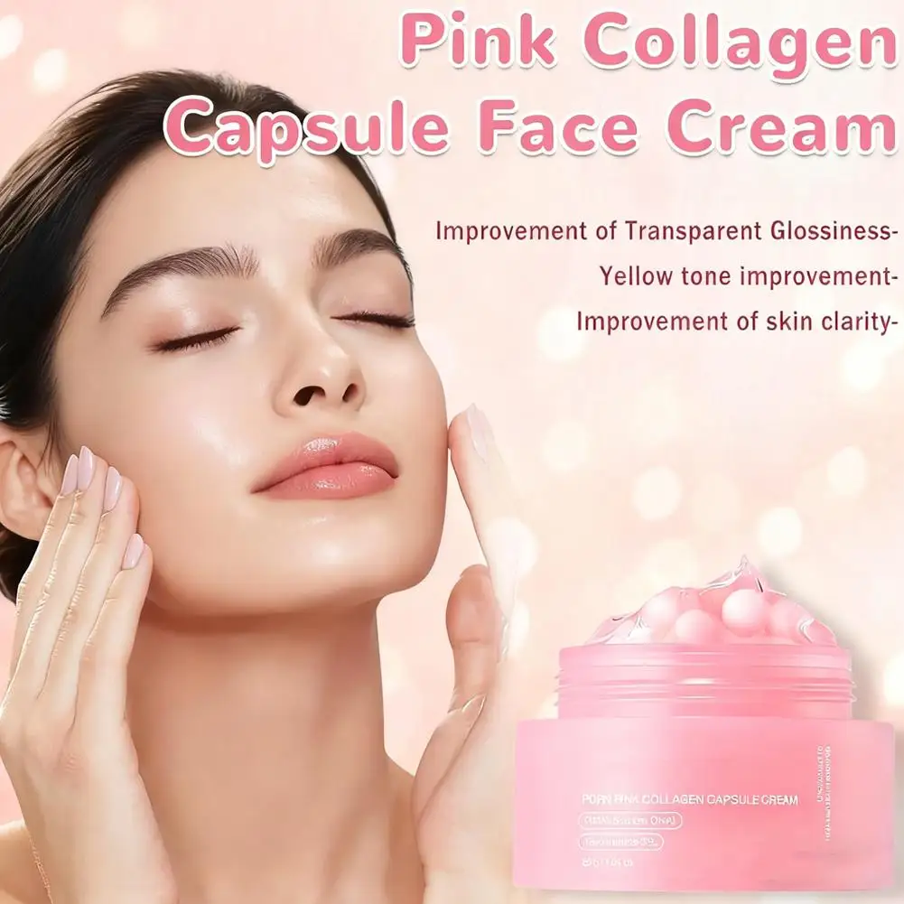 PINK COLLAGEN CAPSULE CREAM 5% Niacinamide Hydrolyzed Collagen Deep Hydrating Jelly Cream Moisturizer Plump,Nourished Skin Care