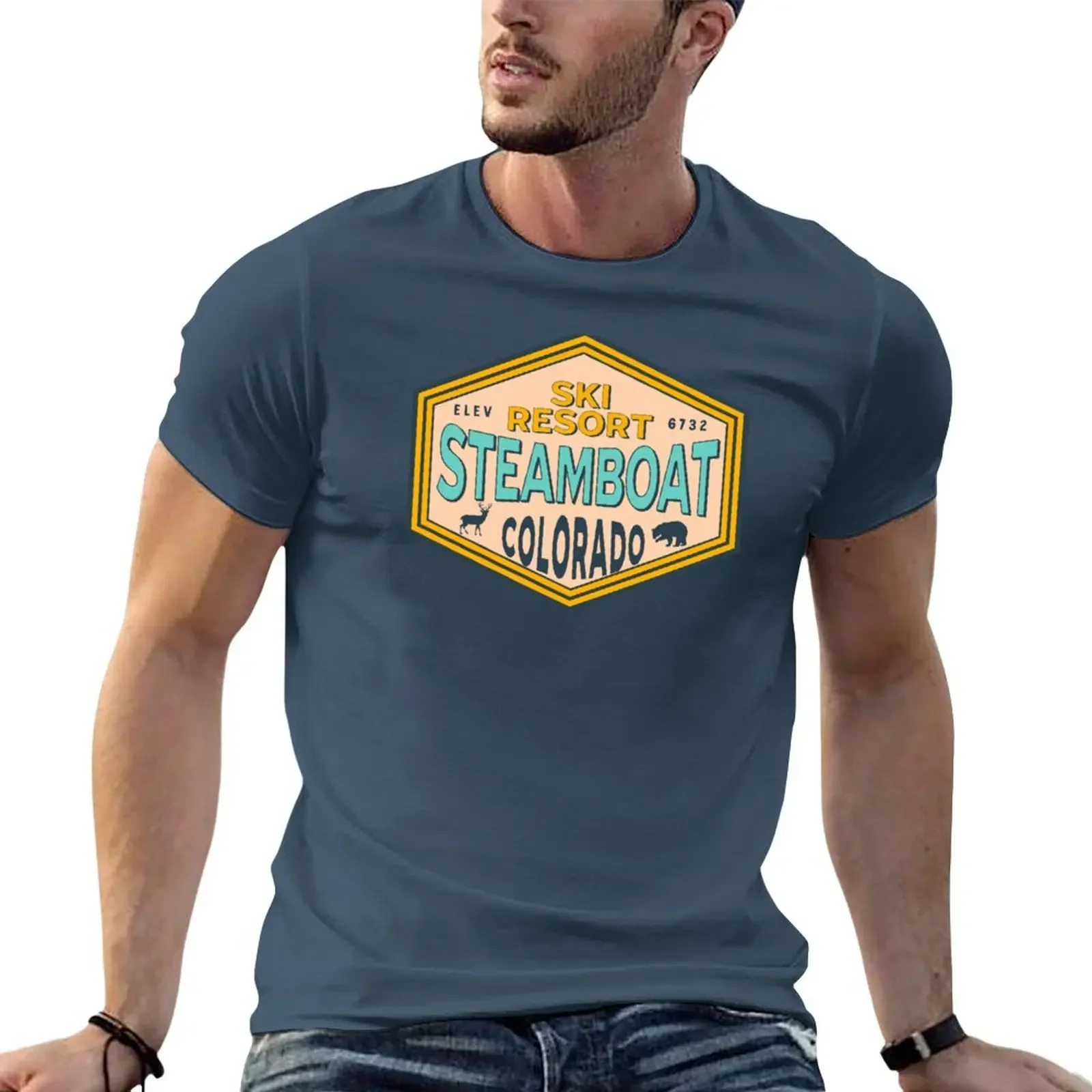 Steamboat springs - Colorado skiing resort T-shirt summer top blacks sports fans mens graphic t-shirts anime