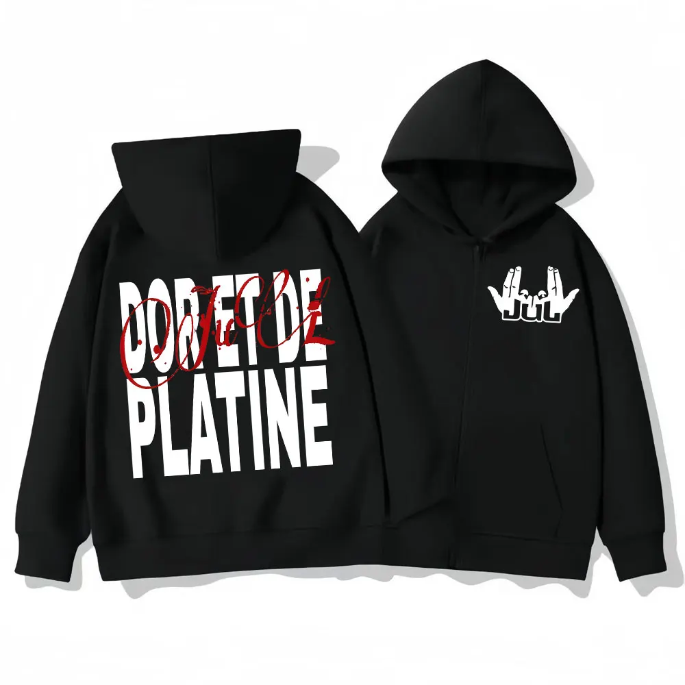 

French Rapper JUL Merch Zipper Hoodie Fashion Hip Hop Zip Up Hooded Sweatshirts Men Women Clothing High Quality Fleece Pullovers