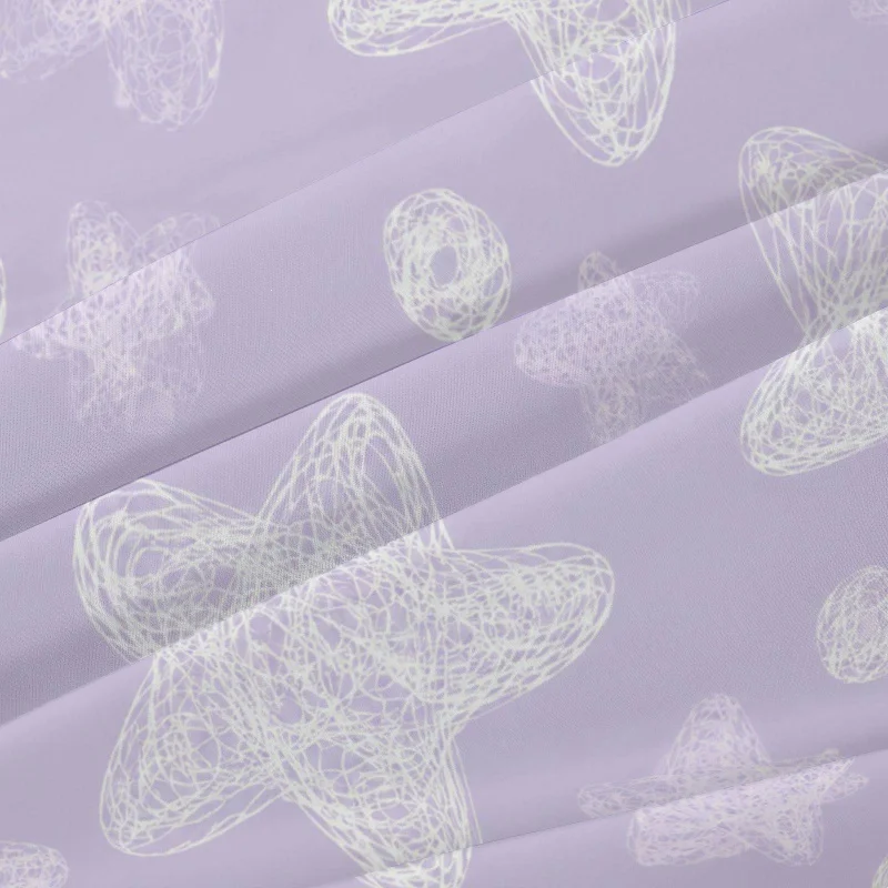 3Pcs Starry Lilac Fitted Sheet Three Piece Set (1*Fitted Sheet + 2*Pillowcases, Coreless), Bedding Set.