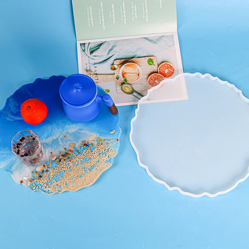 

White Round Tray Crystal Epoxy Mold Silicone Cups Coasters Resin Molds Storage Display DIY Craft Jewelry Snacks Organizer Trays