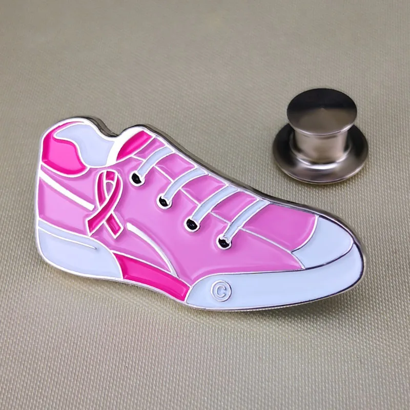Breast Cancer Awareness Sneaker Angel Peace Eastern Star Heart Cross Believe Masonic Square and Compass Pink Ribbon Lapel Pins