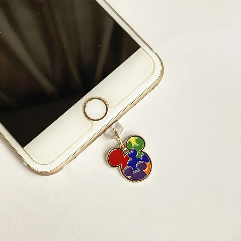 MINISO Minnie Mickey Metal Phone Anti-Dust Plug For iPhone Samsung Huawei Type C Android Charging Port Protectors Dustplugs