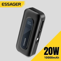 Essager 20W Power Bank 10000mAh with Built-in Retractable Type-C Cable PD Fast Charging for iPhone 16 15Pro iPad Digital Display