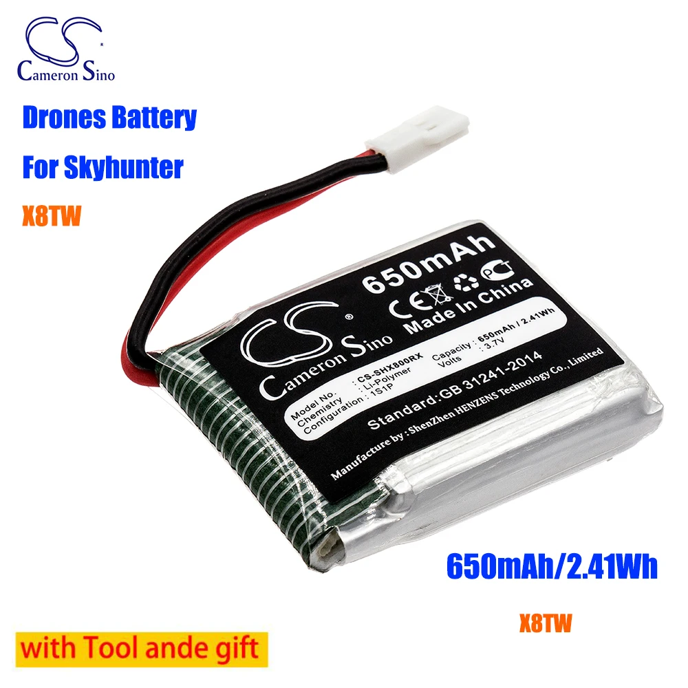 

CameronSino Drones 650mAh Li-Polymer Replacing the battery X8TW for Skyhunter X8TW