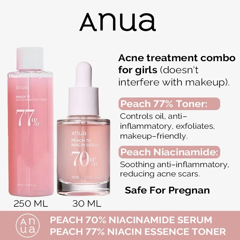 Anua พีช70% Niacinamide เซรั่มควบคุมสิวกำจัดรอยสิวสำหรับสุภาพสตรี30มล. เกาหลีผลิตภัณฑ์ดูแลผิว