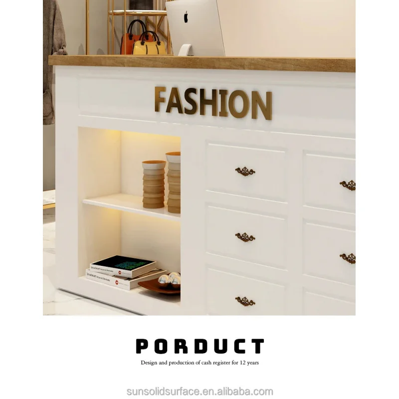 custom.Front Table 2 Person Counter Modern Simple Clothing Cashier Nail Beauty Reception Desk Table with Lots of Sto