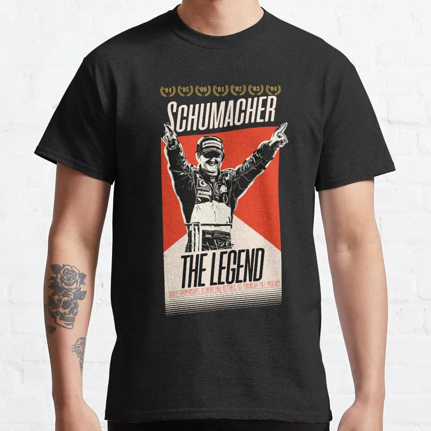 Michael Schumacher The King 90s retro style F1 Legend graphic t shirts 100% cotton Unisex adult all size S-6XL clothing