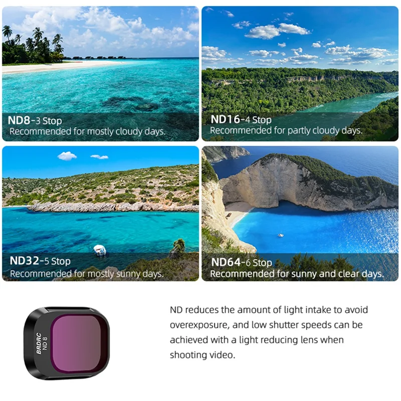 BRDRC For DJI Mini 4 Pro Filter CPL Polarization ND8PL ND16PL ND32PL ND64PL ND128PL Light Reduction Drone Lens Filter Parts-N35R