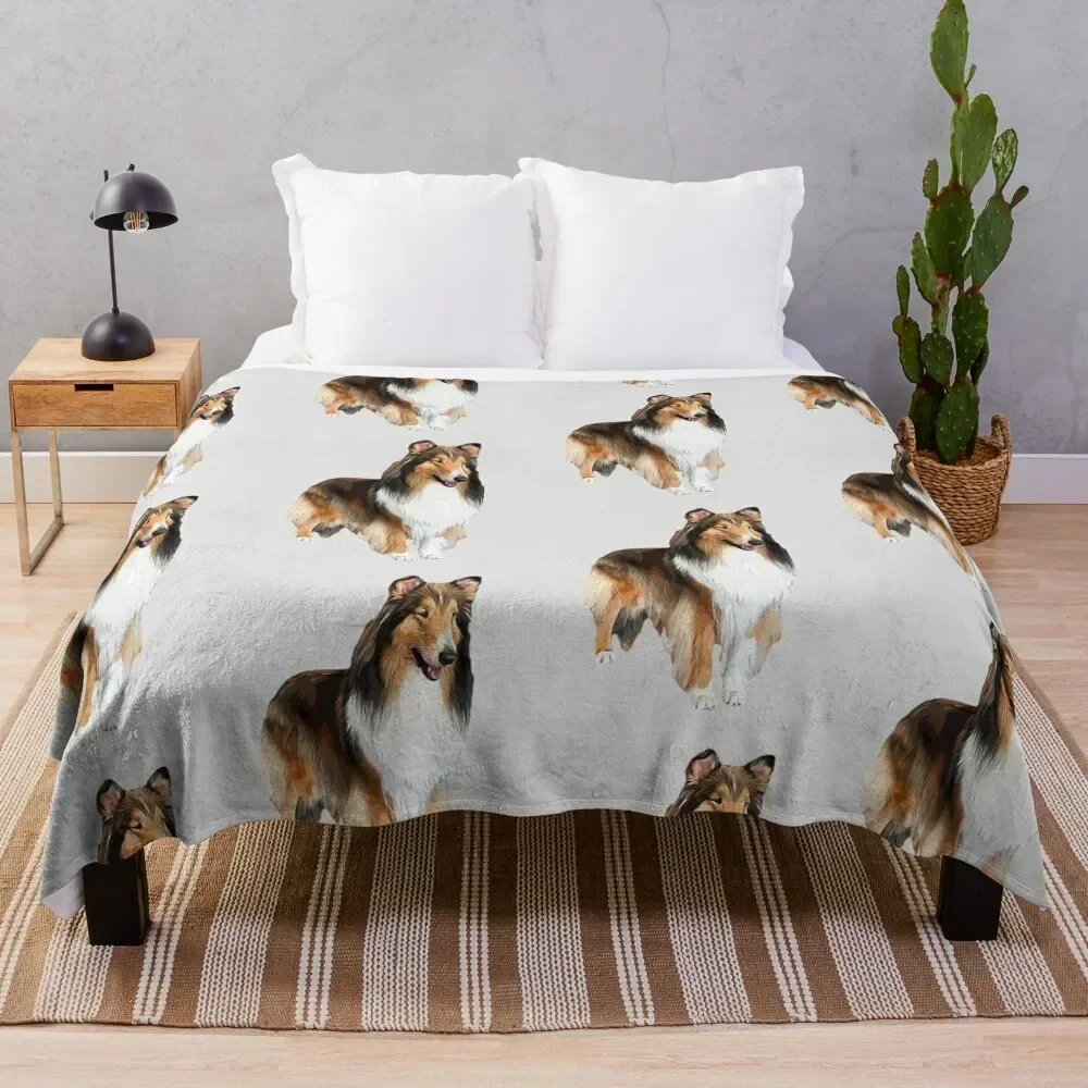 

Rough Collie Stunning Look! Throw Blanket Soft Solid Color Blanket for Couch Bed