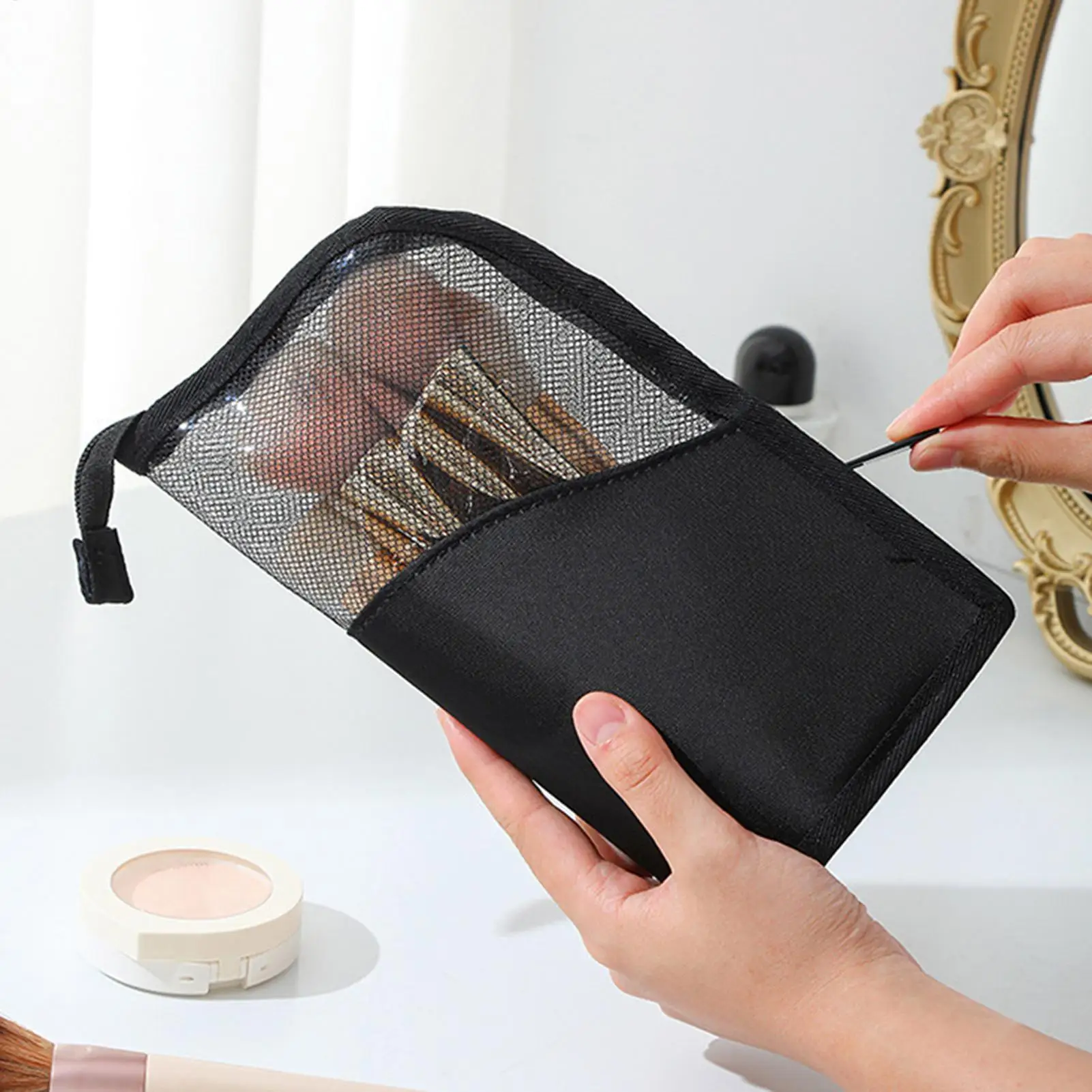 Standing Makeup Bag Waterproof Cosmetic Storage Pouch Travel Toiletry Bag for Camping Weekend Getaway Outdoor Hotel Backpacking