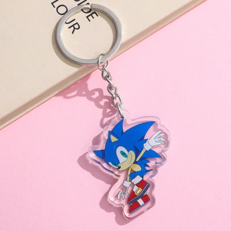 Porte-clés en acrylique Super Kasgehog Sonic, six styles différents, dessin animé Anime, pendentif de sac mignon, pendentif de sac à livres, porte-clés, nouveau