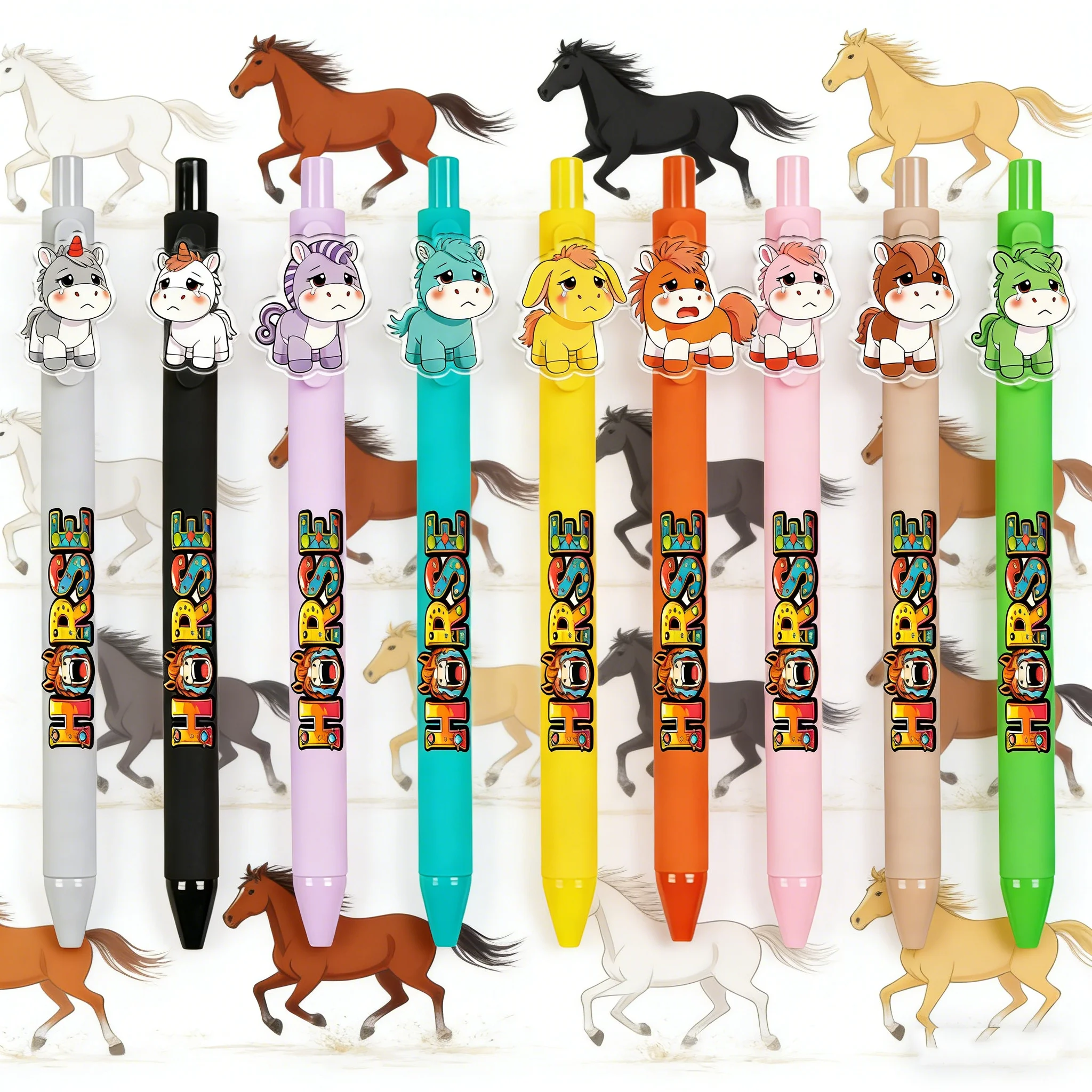

9/18 разноцветных шариковых ручек в форме лошади. Долговечная запись. Двусторонние ручки для учебы и офиса.