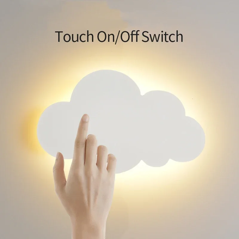 

LED Cloud Touch On/Off Switch Wall Lamp Modern Living Room Children's Bedroom Kids Minimalist Wall Lighting Decor Dimming Lustre