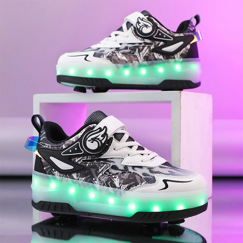 

2025 Winter Kids' Roller Sneakers: Wear-Resistant Invisible 4-Wheel Auto-Retractable – Boys', Girls' Walking Sports Shoes