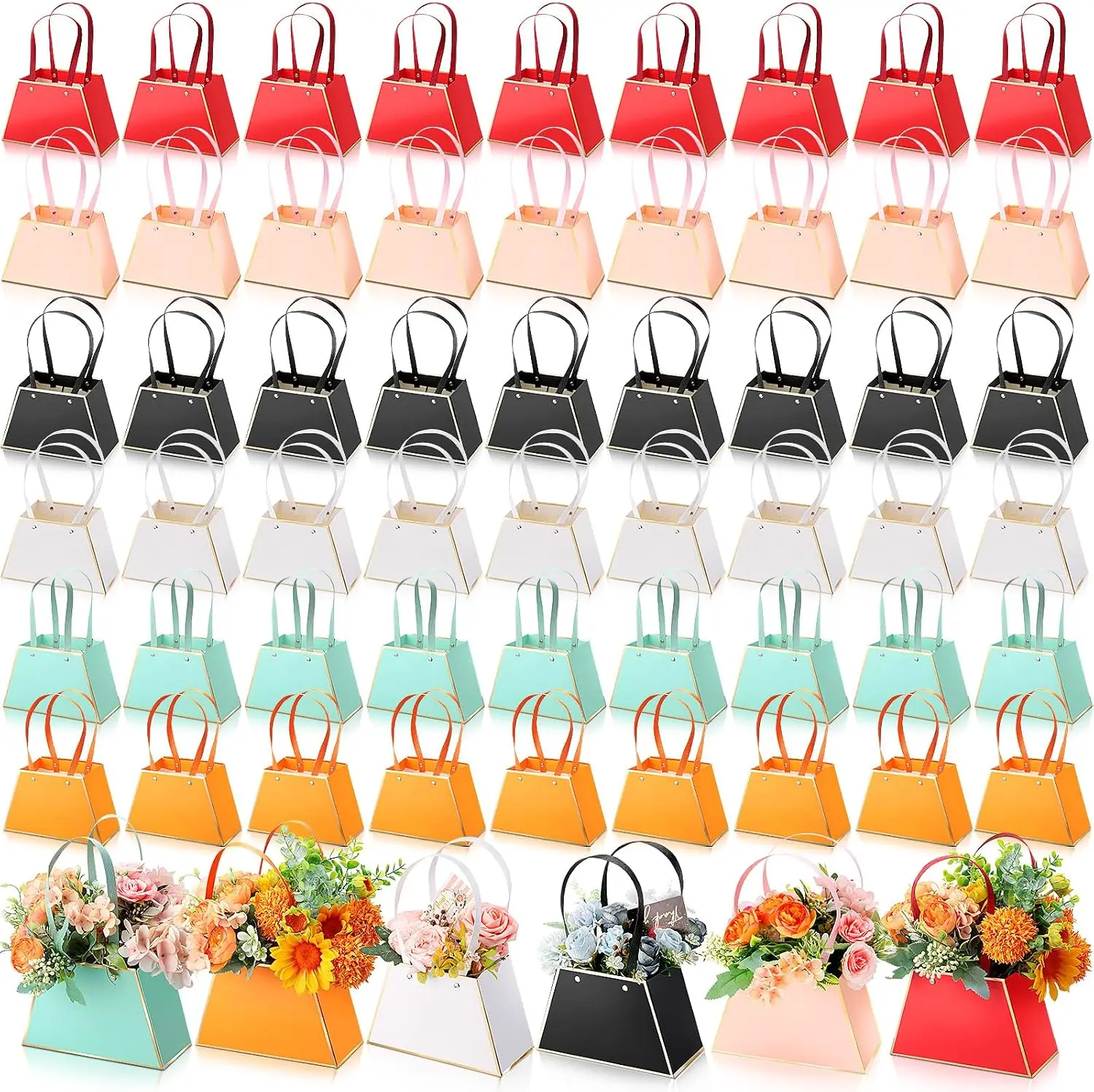 10-20PCS Handbag Gift Box Empty Flower Container for Birthday Present Candy Treat Favor Bag Packaging Portable