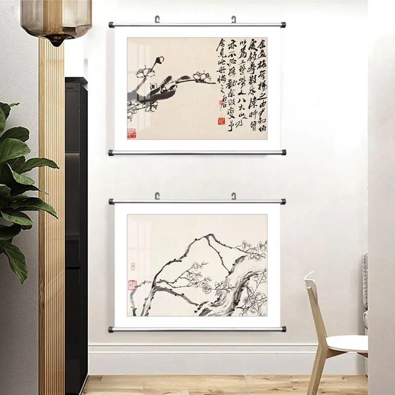 Teahouse Decor Chinese Famous Canvas Painting Qi Baishi Fruit Peach Zen Wall Art Poster Picture Print Office Living Room Home