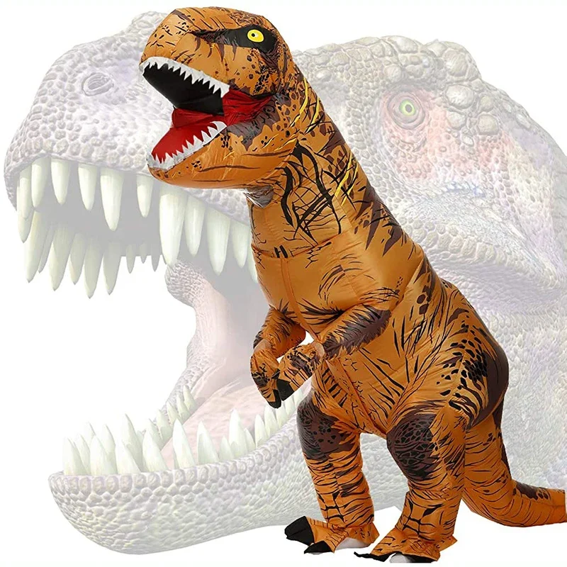 T-Rex Dinosaur Inflável Cosplay Costume para Adultos e Crianças, Fato extravagante, Pijamas, Vestido Anime dos desenhos animados, Purim, Festa de Halloween, Quente