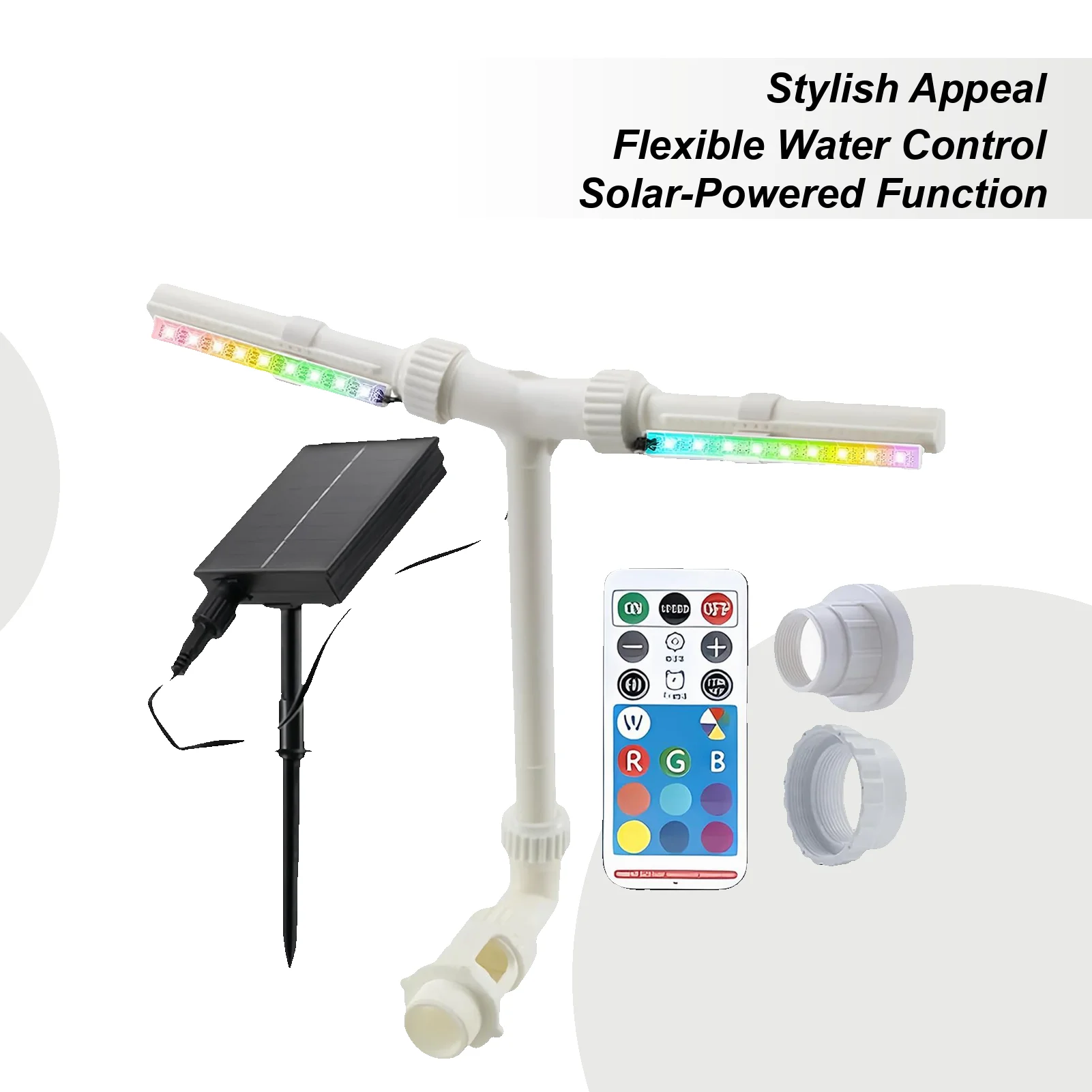 

Pool Water Fountain Double Spray Sprinkler With Remote And Adjustable 7-color LED Light Floating Solar Fountain For Pool For