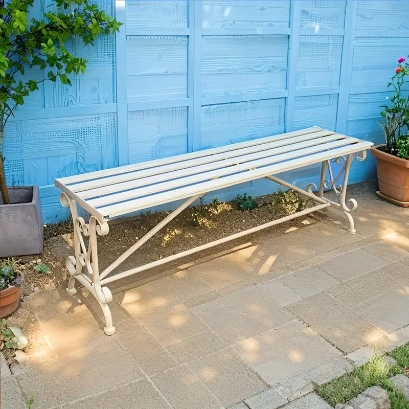 Outdoor Wrought Iron Retro Double Bench European-Style Balcony Bench Park Chair Leisure Chair
