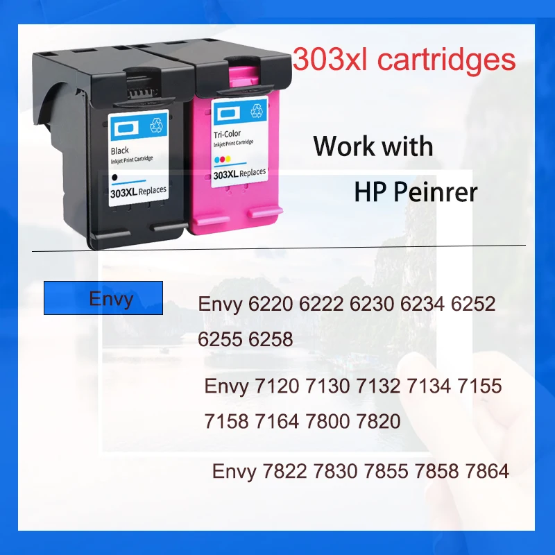 einkshop For HP 303XL Compatible Ink Cartridgfor HP 303 for HP ENVY 6220 6222 6230 6234 6252 6255 7120 7130 7132 7155 Printer