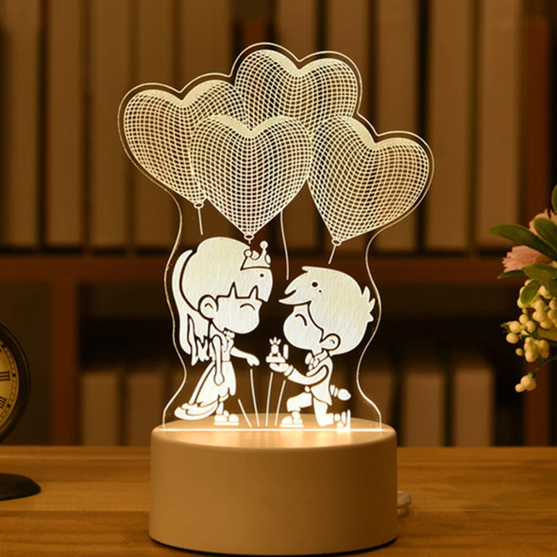 USB Operated LED 3D Lamp Night Light Gift Bedroom Decor Personalized Mother's Day Gifts Wedding Party Anniversary Valentines Day