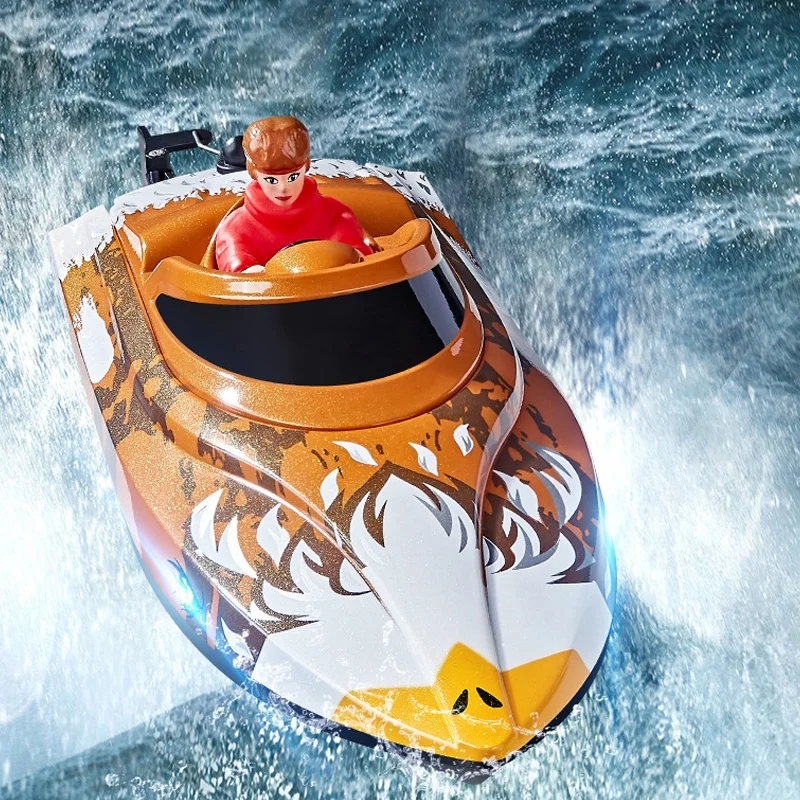 High-Speed RC Boat HJ822 2.4G Remote Control Cross-Border Fast Toy with Lights for Children Fun And Entertainment Water Play