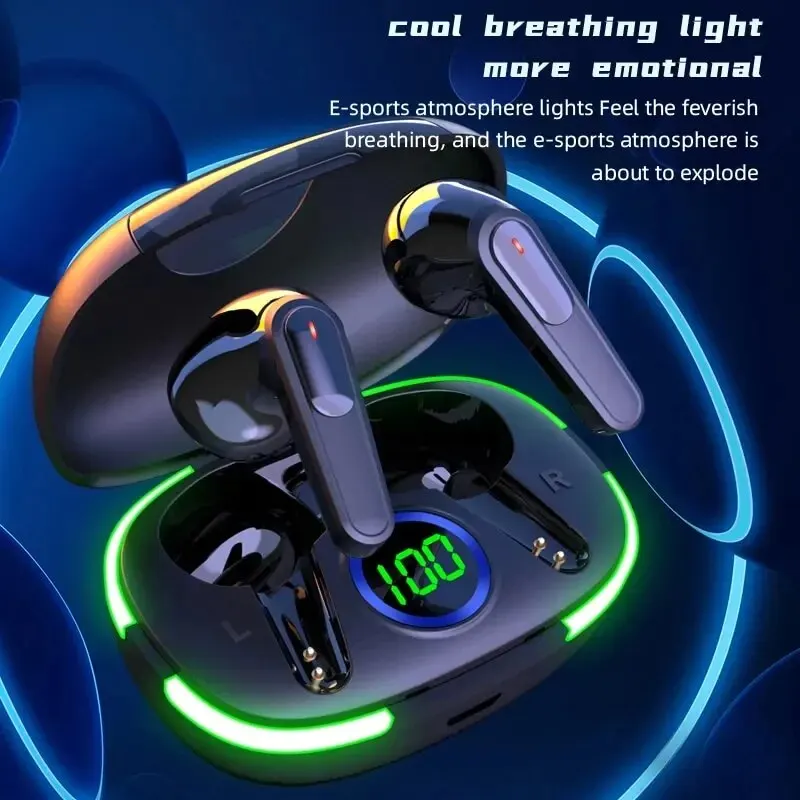 New PRO80 Stereo Bluetooth Headset TWS5.1 Intelligent Touch LED Digital Display Cool Breath Light Game