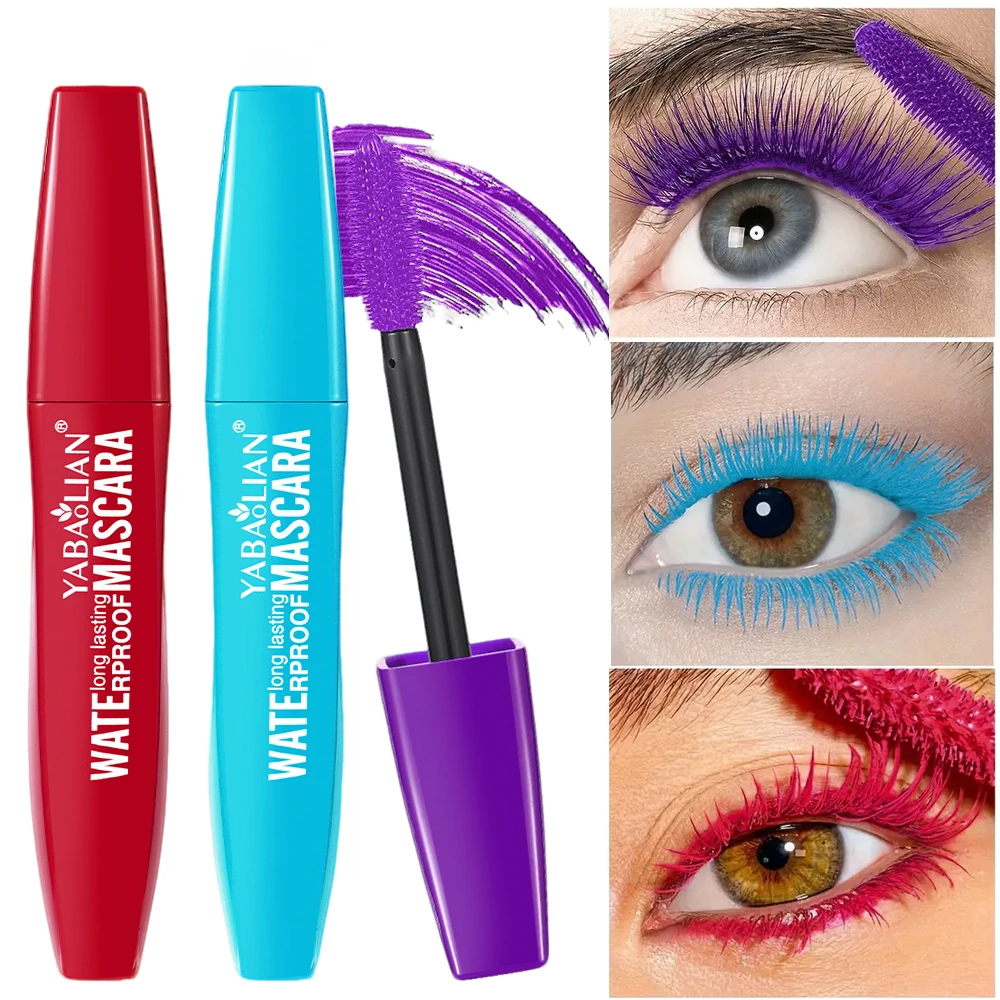 Mascara neutro da 1/3 pezzi, mascara colorato impermeabile, spesso e riccio, eyeliner non facile da sbavare, trucco a lunga durata, rosso, blu, viola