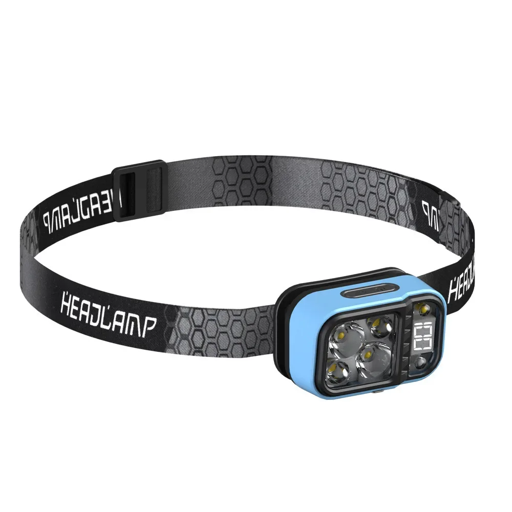 Motion Sensor LED Headlamp - XPG & COB Dual Beam with Battery Indicator for Fishing