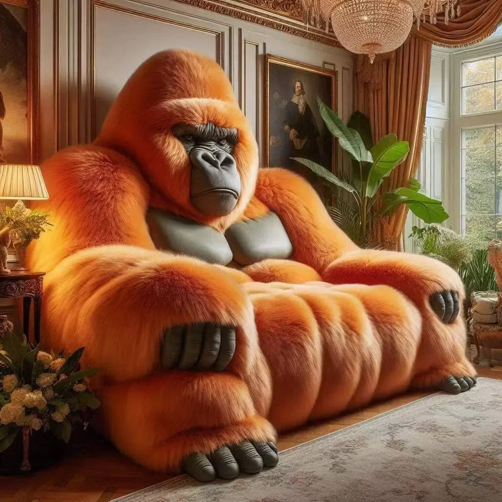 A Custom Internet celebrity modern gorilla King Kong designer creative design living room leather sofa sofa