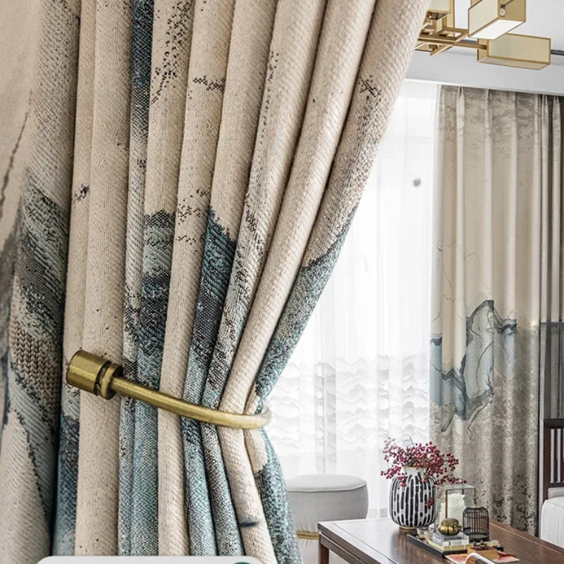 OLOEY Light Luxury Classical Elegant Embroidered Curtains for Living Dining Room Study Bedroom Thick Blackout Room Décor 1PC