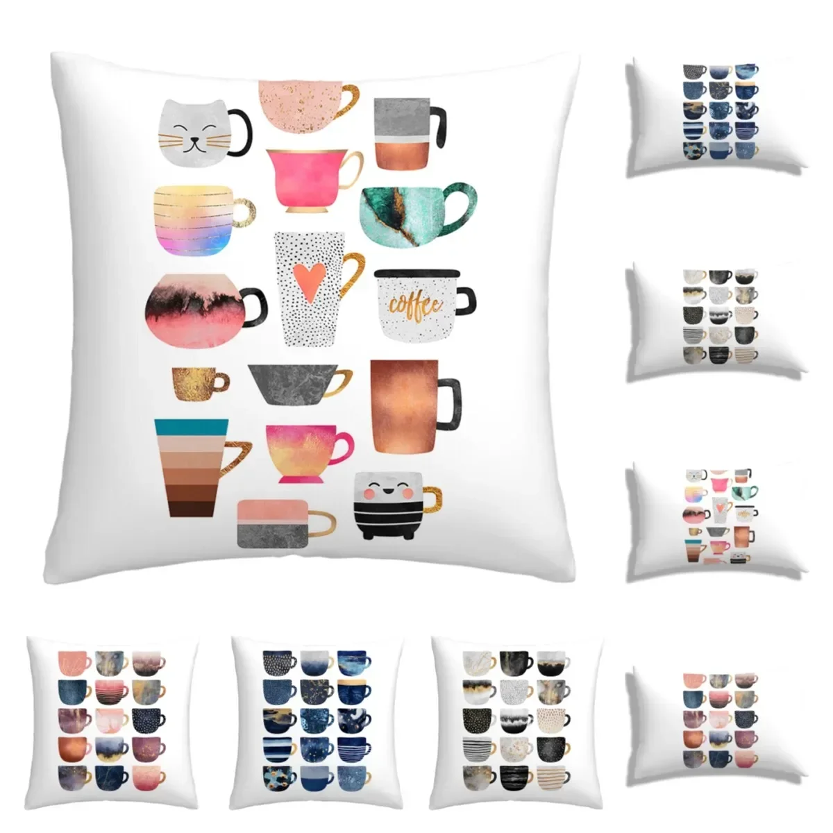 Coffee cup printing Plush pillowcase, sofa cushion cover for home improvement, home decoration pillowcase throw pillowcase 60x60