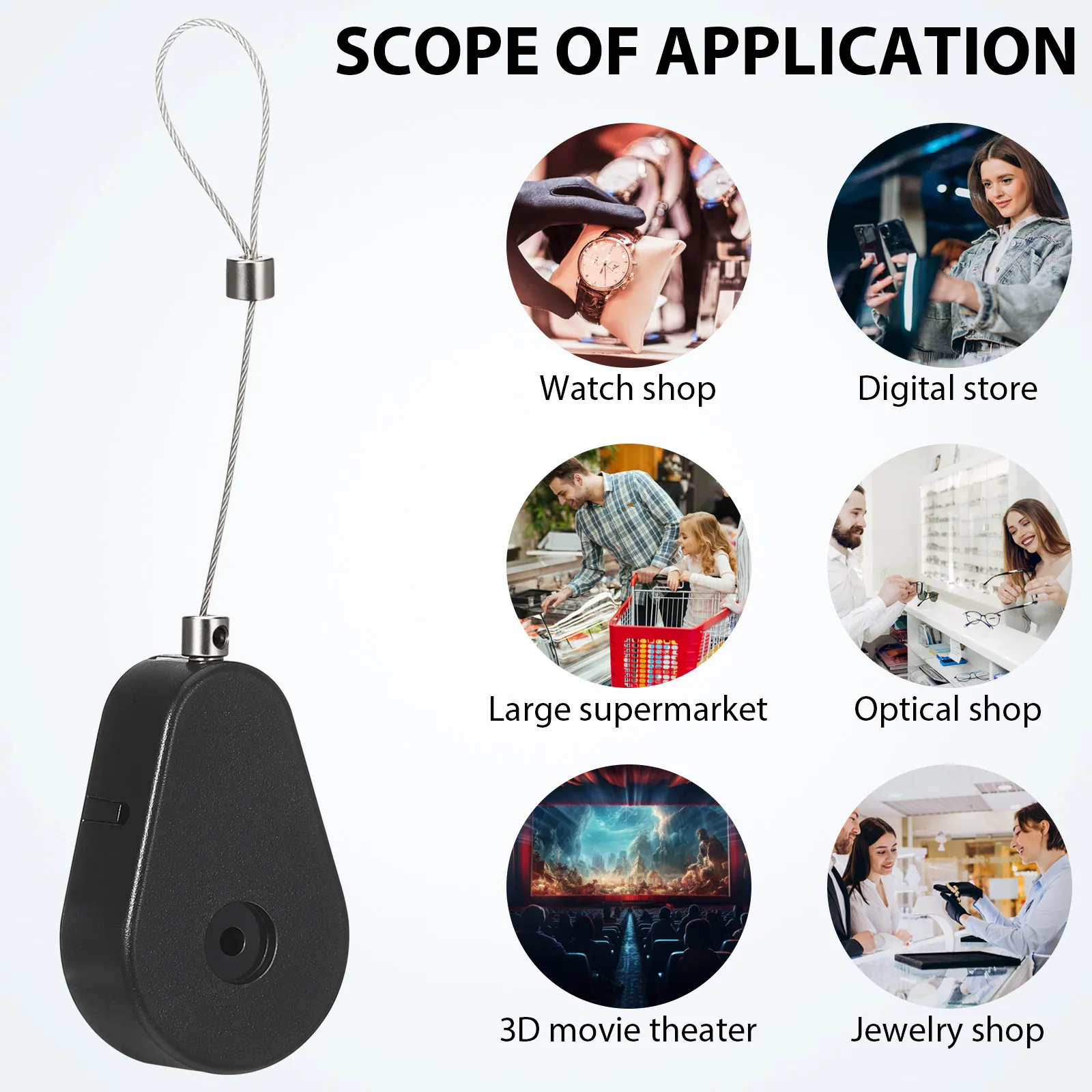 Automatic Retractable Cable Box Sleek Design Anti Lost Steel Cable Security Wire Lock for Home Office TV Remote Luggage