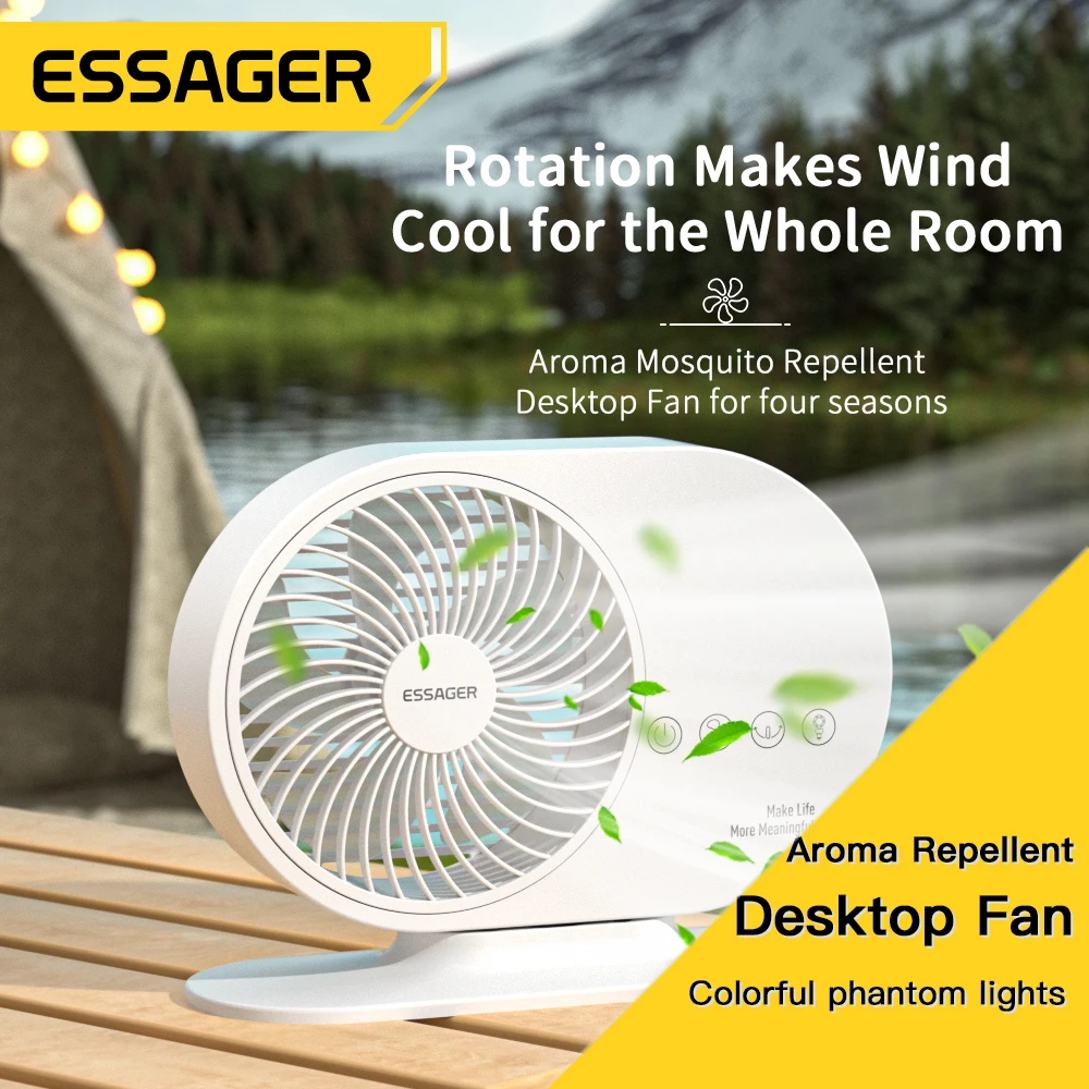 

Essager Desk Fan 3 Speed Desktop Fan Speed Ultra Quiet Powerful Mini 70° Rotate Intelligent Voice Control For Home Office Travel