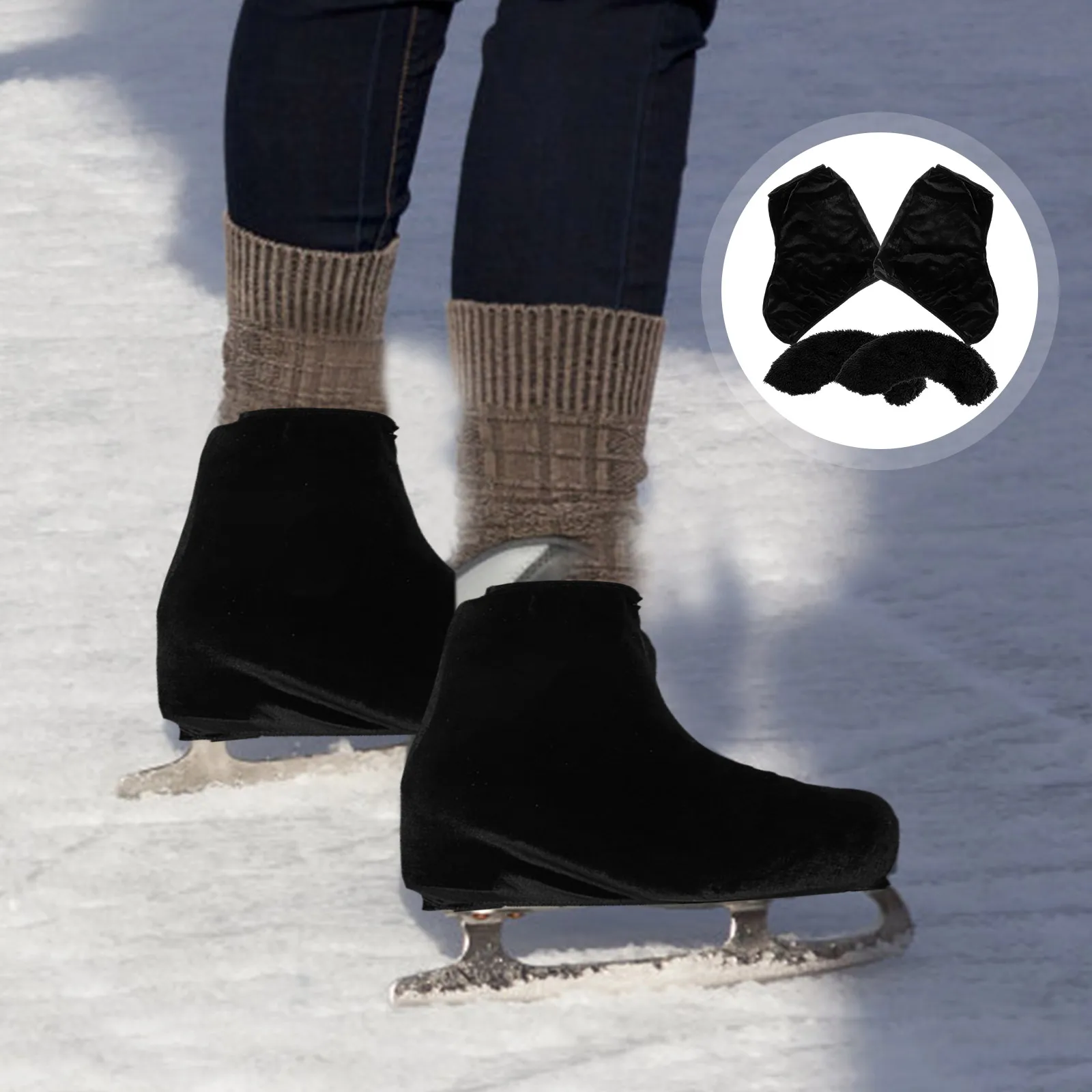 

Ice Skates Covers Black L Size Kids Adults Roller Hockey Skate Boot Protectors Anti Dirty Polyester Boot Covers