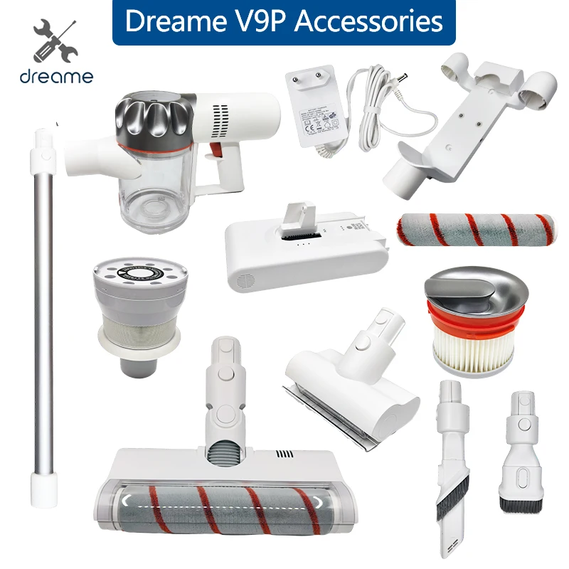 Original Dreame V9P Accessories HEPA Filter Roller brush Motor Dust cup Tube Host Main brush Charging Base