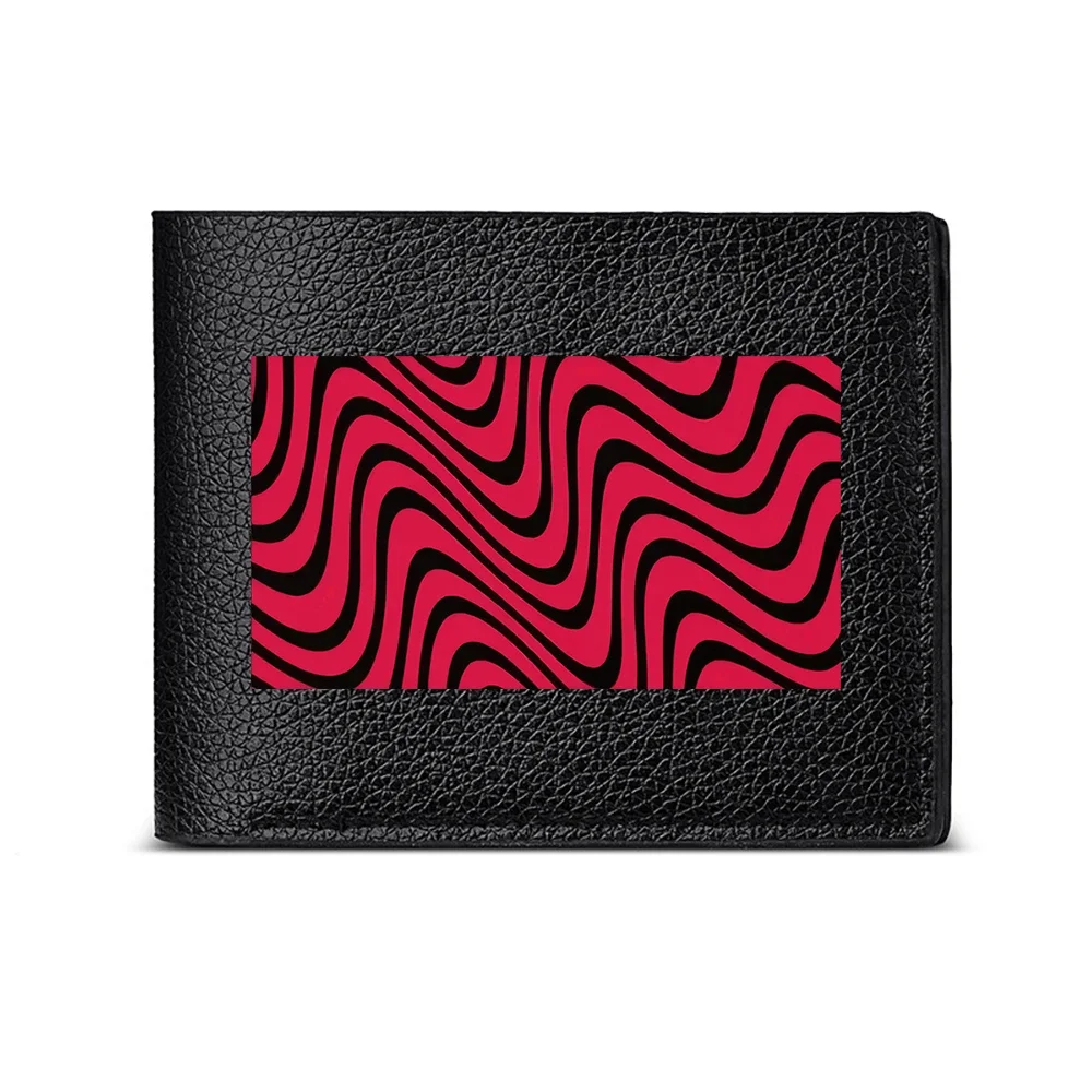 Abstract Wave Pattern Men's Wallet Card Holder Casual Business Fashion Design Stylish Modern Look Red And Black Color Scheme