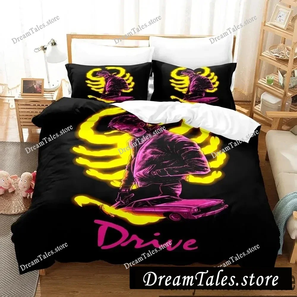 3D Print Drive Ryan Gosling Bedding Set Boys Girls Twin Queen King Size Duvet Cover Pillowcase Bed Boys Adult Home Textileextile