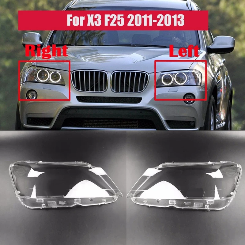 

Left+Right Side For-BMW X3 F25 201-2013 Car Headlight Lens Cover Head Light Lamp Transparent Lampshade Light Lens Shell